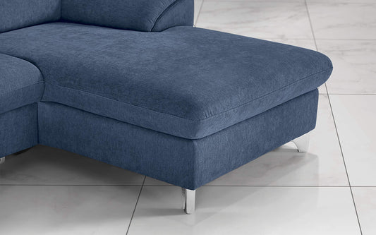 Dafnedesign.com - Divano letto angolare 3 posti letto con chaise a destra - colore: blu denim - materiale: tessuto - cm. 269 x 175 x 94h