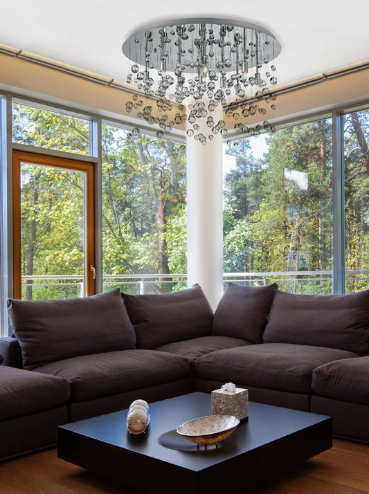 Ideal Lux Neve PL8 - Cromo Lampada da Soffitto, Metallo, Cromo, Ø 40.5 x H 31.5 cm, alogena