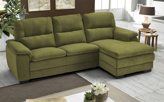 Dafne Italian Design Divano angolare 3 posti con penisola a Destra. Tessuto Gordon Lime (cm. 275 x 158 x 94h)