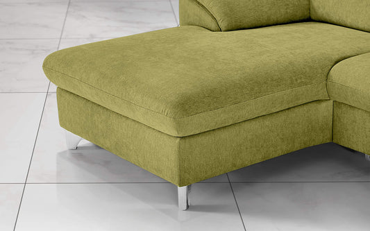 Dafnedesign.com - Divano letto matrimoniale angolare 3 posti con penisola - Colore: verde acido - penisola a sinistra - cm. 269 x 175 x 94h