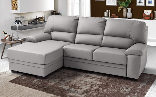 Dafne Italian Design Divano Letto angolare 2 posti con penisola a Sinistra. Similpelle Ash (cm. 260 x 90 x 95h)
