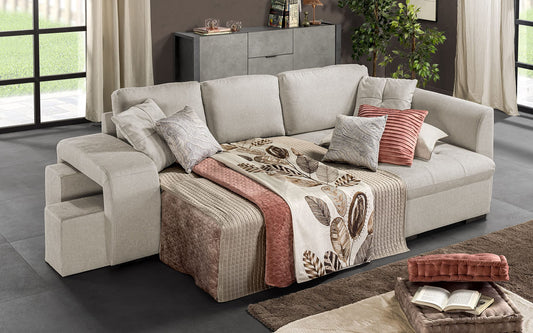 Divano letto con penisola a sinistra Tessuto new york black