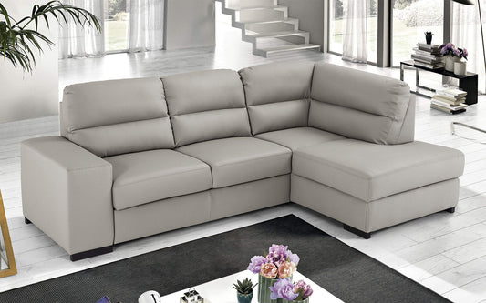 Dafnedesign.Com - Divano Letto angolare 3 posti con penisola a Destra. Similpelle Grigio Ash (cm. 251 x 175 x 97h)
