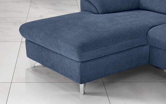 Dafnedesign.com - Divano letto angolare 3 posti letto con chaise a sinistra - colore: blu denim - materiale: tessuto - cm. 269 x 175 x 94h