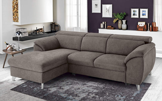 Dafne Italian Design Divano Letto angolare 3 posti con penisola a Sinistra. Tessuto Romeo Stone (cm. 269 x 175 x 94h)