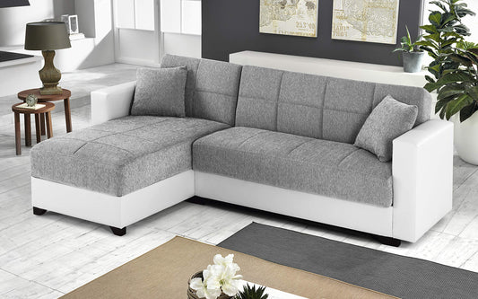 Dafnedesign.com - Divano angolare - Colore: grigio e bianco - Dimensioni: cm. 225 x 158 x 86h (STD)