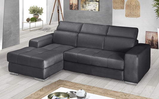 Dafne Italian Design Divano Letto angolare 3 posti con penisola a Sinistra. Similpelle Grey (cm. 259 x 178 x 94h)