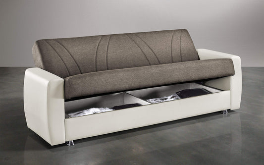 Dafnedesign.com - Divano letto 3 posti - Colore: caff� e avorio - in Tessuto e similpelle - Funzione: divano Letto una piazza e mezzo con contenitore - cm. 225 x 87 x 92h (STD)
