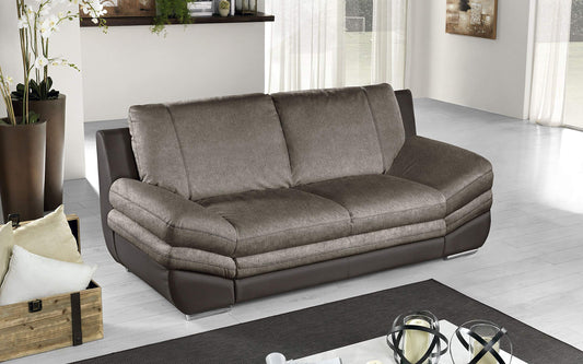 Dafne Italian Design Divano 2 posti. Similpelle Marrone, Tessuto Elephant (cm. 203 x 99 x 91h)