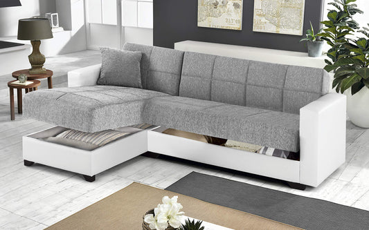Dafnedesign.com - Divano angolare - Colore: grigio e bianco - Dimensioni: cm. 225 x 158 x 86h (STD)