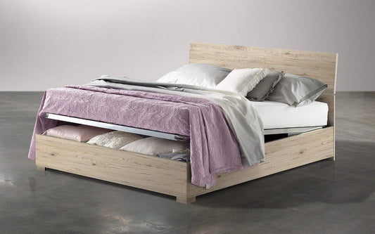 Dafne Italian Design Letto matrimoniale con contenitore in legno, rete ortopedica a doghe - 169 x 203 x 94h.