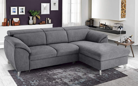 Dafne Italian Design Divano Letto angolare 3 posti con penisola a Destra. Tessuto Romeo Silver (cm. 269 x 175 x 94h)