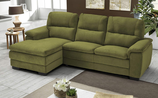 Dafne Italian Design Divano angolare 3 posti con penisola a Sinistra. Tessuto Gordon Lime (cm. 275 x 158 x 94h)
