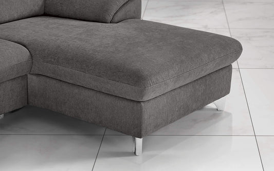 Dafnedesign.com - Divano letto angolare 3 posti letto con penisola a destra - colore: grigio londra - cm. 269 x 175 x 94h