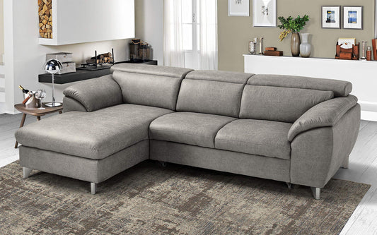 Dafne Italian Design Divano Letto angolare 3 posti con penisola a Sinistra. Tessuto Tay Tay Light Grey (cm. 269 x 175 x 94h)
