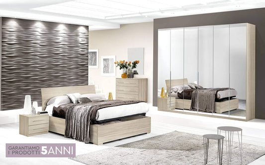 Dafne Italian Design Camera Completa - Effetto Olmo Perla (cm. 274 x 60 x 250 cm)