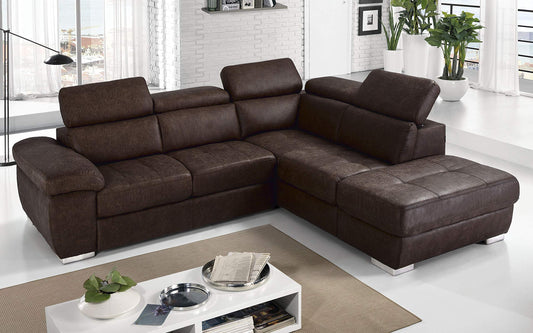 Dafne Italian Design Divano Letto angolare 3 posti con penisola a Destra. Tessuto Tay Tay Ebony (cm. 285 x 245 x 97h)
