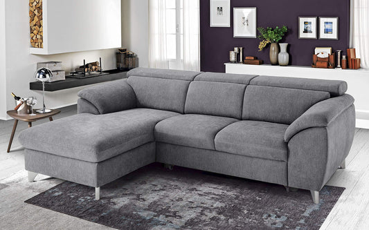 Dafne Italian Design Divano Letto angolare 3 posti con penisola a Sinistra. Tessuto Romeo Light Grey (cm. 269 x 175 x 94h)