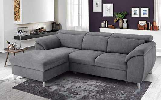 Dafne Italian Design Divano Letto angolare 3 posti con penisola a Sinistra. Tessuto Romeo Silver (cm. 269 x 175 x 94h)