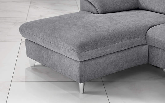 Dafnedesign.com - Divano letto angolare 3 posti letto con penisola a sinistra - colore: grigio chiaro - materiale: tessuto - cm. 269 x 175 x 94h