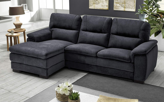 Dafne Italian Design Divano angolare 3 posti con penisola a Sinistra. Tessuto Gordon Grigio Scuro (cm. 275 x 158 x 94h)