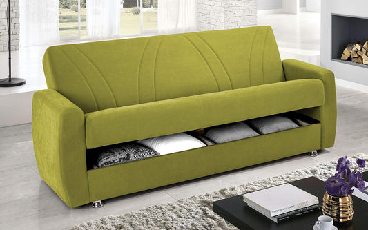 Dafne Italian Design Divano Letto 3 posti. Tessuto Verde (cm. 225 x 87 x 92h)