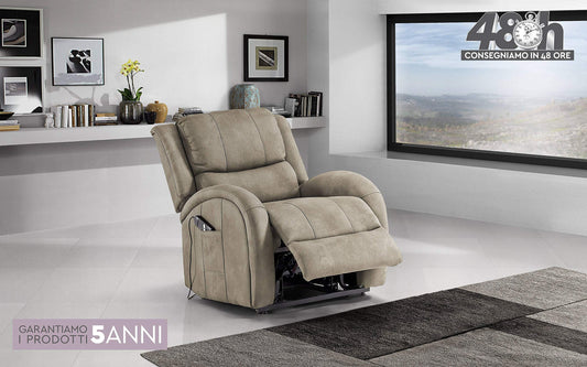 Dafnedesign.com - Poltrona alzapersona con recliner elettrico (cm. 84 x 81 x 66h) - materiale: similpelle grigio chiaro
