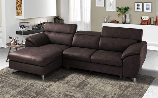 Dafne Italian Design Divano Letto angolare 3 posti con penisola a Sinistra. Tessuto Tay Tay Elephant (cm. 269 x 175 x 94h)