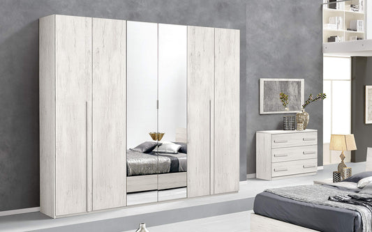 Dafne Italian Design Camera Completa - Effetto Quercia Bianca (cm. 274 x 55 x 247 cm)