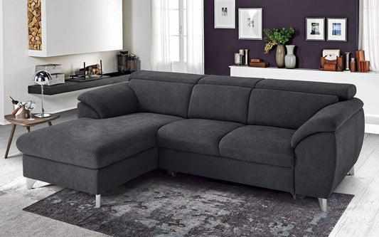 Dafne Italian Design Divano Letto angolare 3 posti con penisola a Sinistra. Tessuto Romeo Antracite (cm. 269 x 175 x 94h)