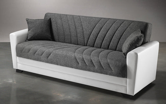 Dafne Italian Design Divano Letto 3 posti - Bianco e Grigio - cm. 223 x 86 x 85h (Std)