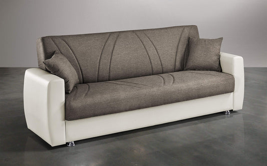Dafnedesign.com - Divano letto 3 posti - Colore: caff� e avorio - in Tessuto e similpelle - Funzione: divano Letto una piazza e mezzo con contenitore - cm. 225 x 87 x 92h (STD)