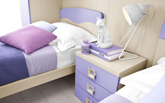Dafne Italian Design Cameretta Completa a Ponte - Effetto Betulla, Malva (Doppio Letto Singolo e Armadio) (cm. 350 x 58 x 259h)