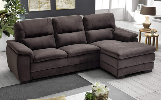 Dafne Italian Design Divano angolare 3 posti con penisola a Destra. Tessuto Gordon Mocca (cm. 275 x 158 x 94h)