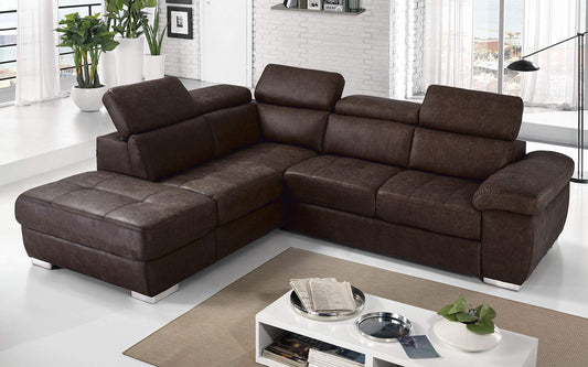 Dafne Italian Design Divano Letto angolare 3 posti con penisola a Sinistra. Tessuto Tay Tay Ebony (cm. 285 x 245 x 97h)