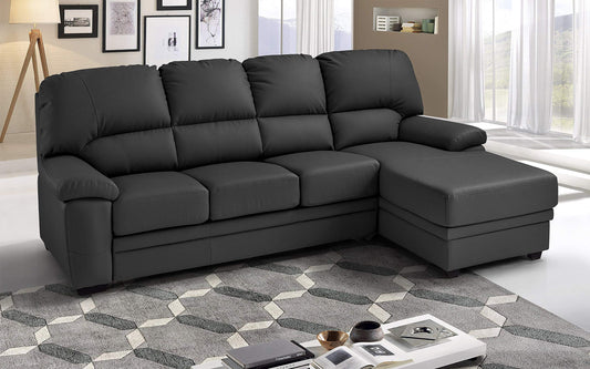 Dafne Italian Design Divano Letto angolare 3 posti con penisola a Destra. Similpelle Grigio (cm. 269 x 162 x 92h)