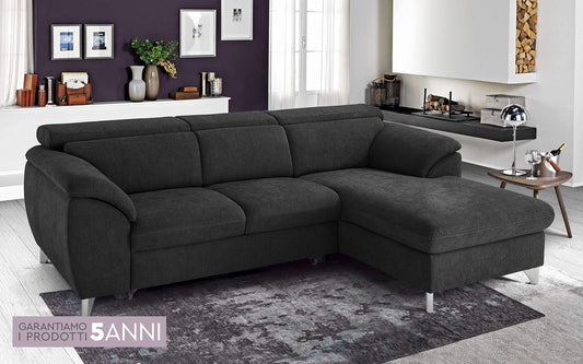Dafnedesign.com - Divano letto angolare 3 posti letto con penisola a destra - nero - materiale: tessuto - cm. 269 x 175 x 94h