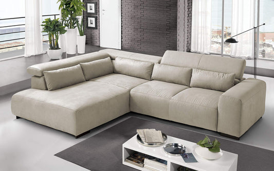 Dafne Italian Design Divano angolare 3 posti con penisola a Sinistra. Tessuto Sparta Sand (cm. 309 x 225 x 70h)