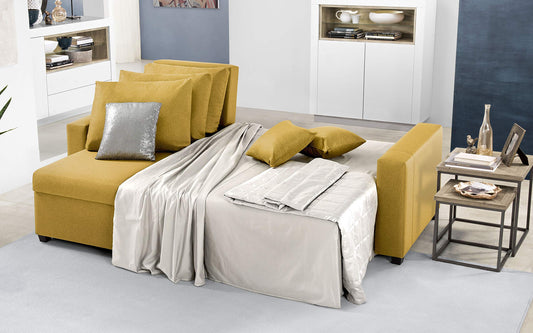 Dafnedesign.com - Divano angolare - Colore: giallo ocra. Dimensioni: cm. 230 x 140 x 87h (STD)