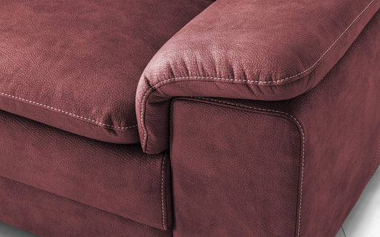 Dafne Italian Design Divano a 3 posti. Similpelle Effetto Nabuk Bordeaux (cm. 198 x 95 x 94h)
