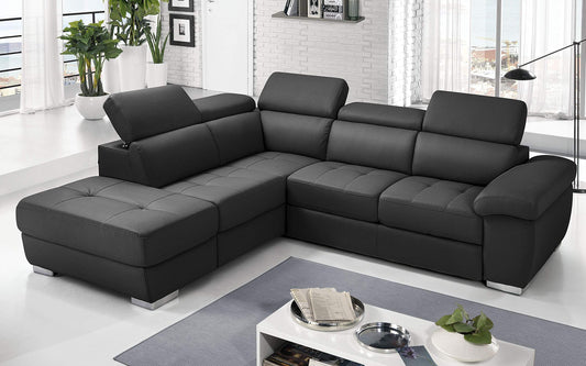 Dafne Italian Design Divano Letto angolare 3 posti con penisola a Sinistra. Similpelle Grey (cm. 285 x 245 x 97h)