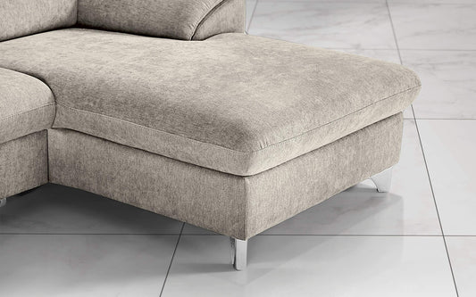 Dafnedesign.com - Divano letto angolare 3 posti letto con chaise a destra - colore: ecr� - materiale: tessuto - cm. 269 x 175 x 94h