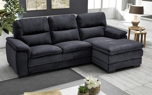 Dafne Italian Design Divano angolare 3 posti con penisola a Destra. Tessuto Gordon Grigio Scuro (cm. 275 x 158 x 94h)