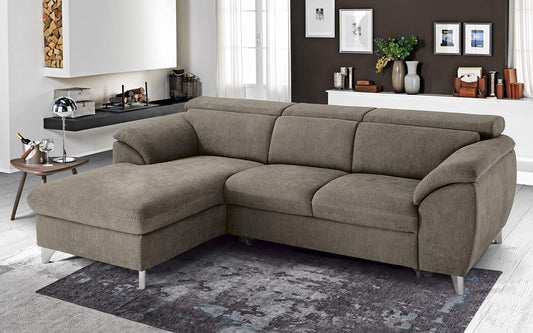 Dafne Italian Design Divano Letto angolare 3 posti con penisola a Sinistra. Tessuto Romeo camoscio (cm. 269 x 175 x 94h)