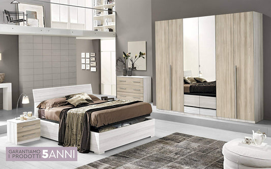 Dafne Italian Design Camera Completa - Effetto eucalipto Bianco, Olmo Perla (cm. 274 x 60 x 250 cm)