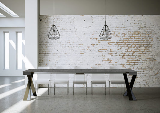 Dafne Italian Design Consolle allungabile Diago Cemento Telaio Antracite