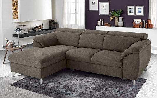 Dafne Italian Design Divano Letto angolare 3 posti con penisola a Sinistra. Tessuto Romeo Marrone Chiaro (cm. 269 x 175 x 94h)