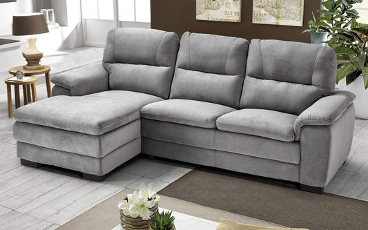 Dafne Italian Design Divano angolare 3 posti con penisola a Sinistra. Tessuto Gordon Silver (cm. 275 x 158 x 94h)