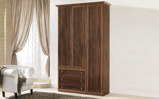 Dafne Italian Design Armadio a 3 Ante battenti. Effetto Noce (cm. 148 x 55 x 251h)