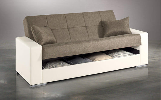 Dafnedesign.com - Divano letto 3 posti - Colore: bianco e caff� - ed ecopelle - cm. 230 x 93 x 97h (STD)